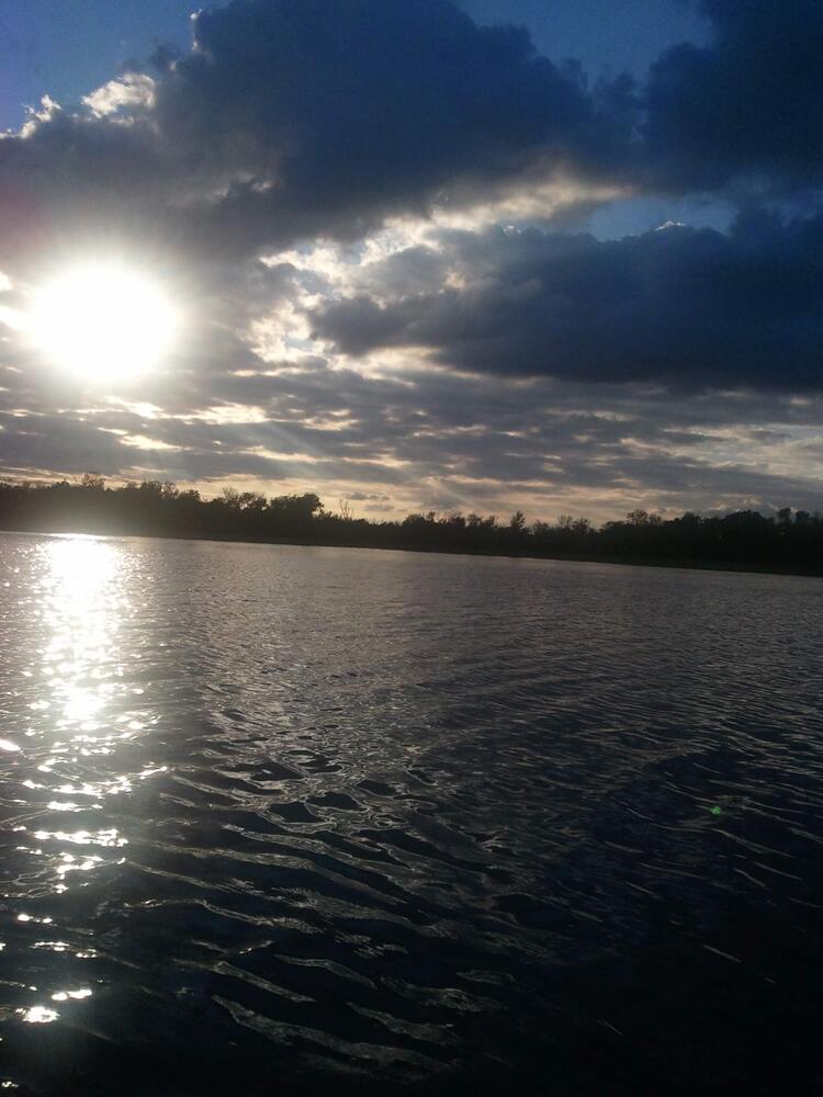 Sunlight reflecting off of the lake