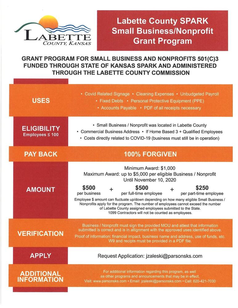 Labette County SPARK Small Business-Nonprofit Grant Program